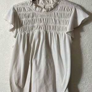 Ann Taylor Smocked Yoke Blouse Sz LP
